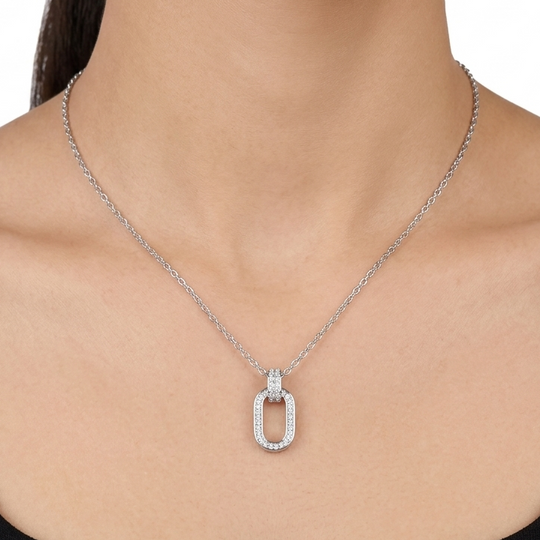 CADENA CON DIJE OVAL PLATA 925