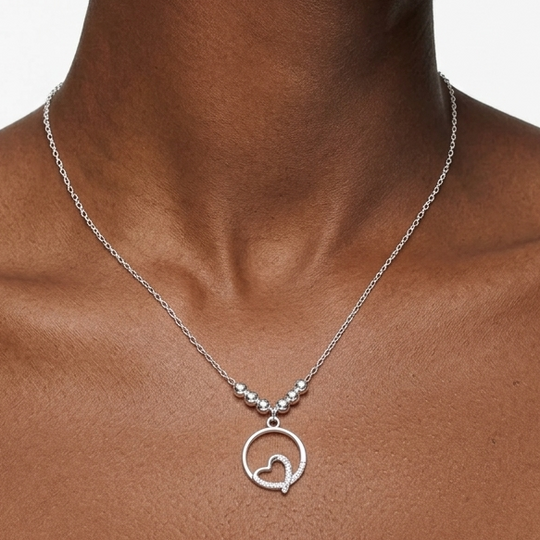 CADENA CORAZON CIRCULO PLATA 925