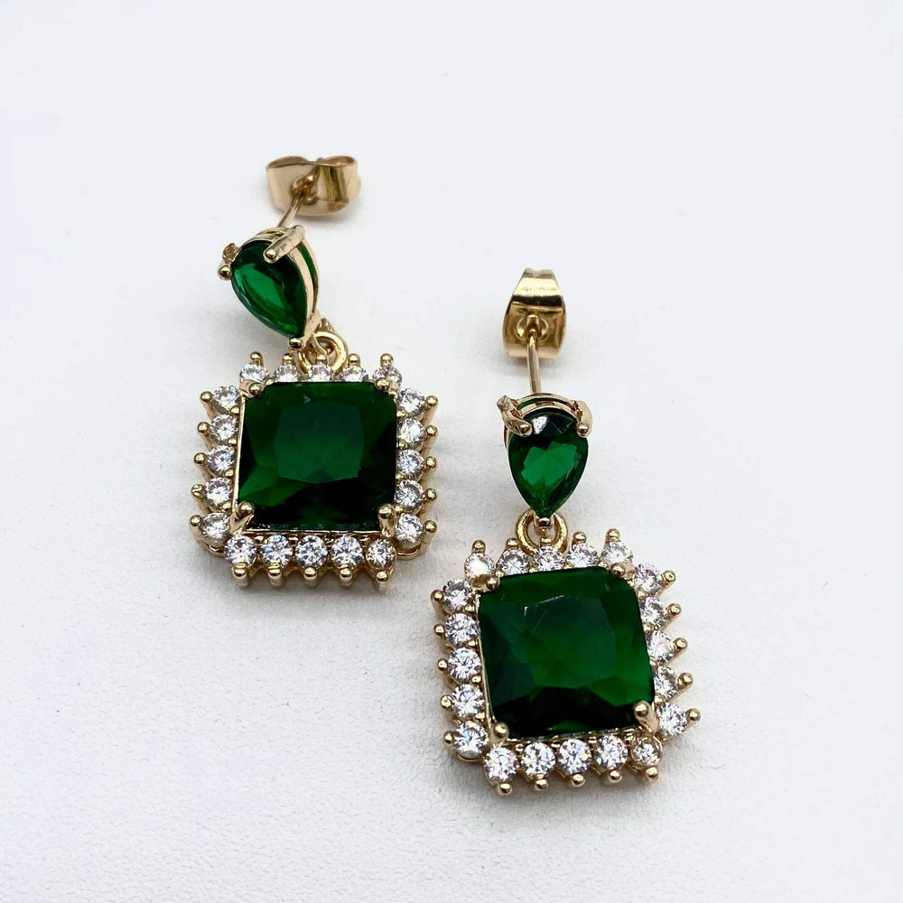 Set princesa verde – Dije, cadena y aretes en Chapa de Oro 18K | MAEL