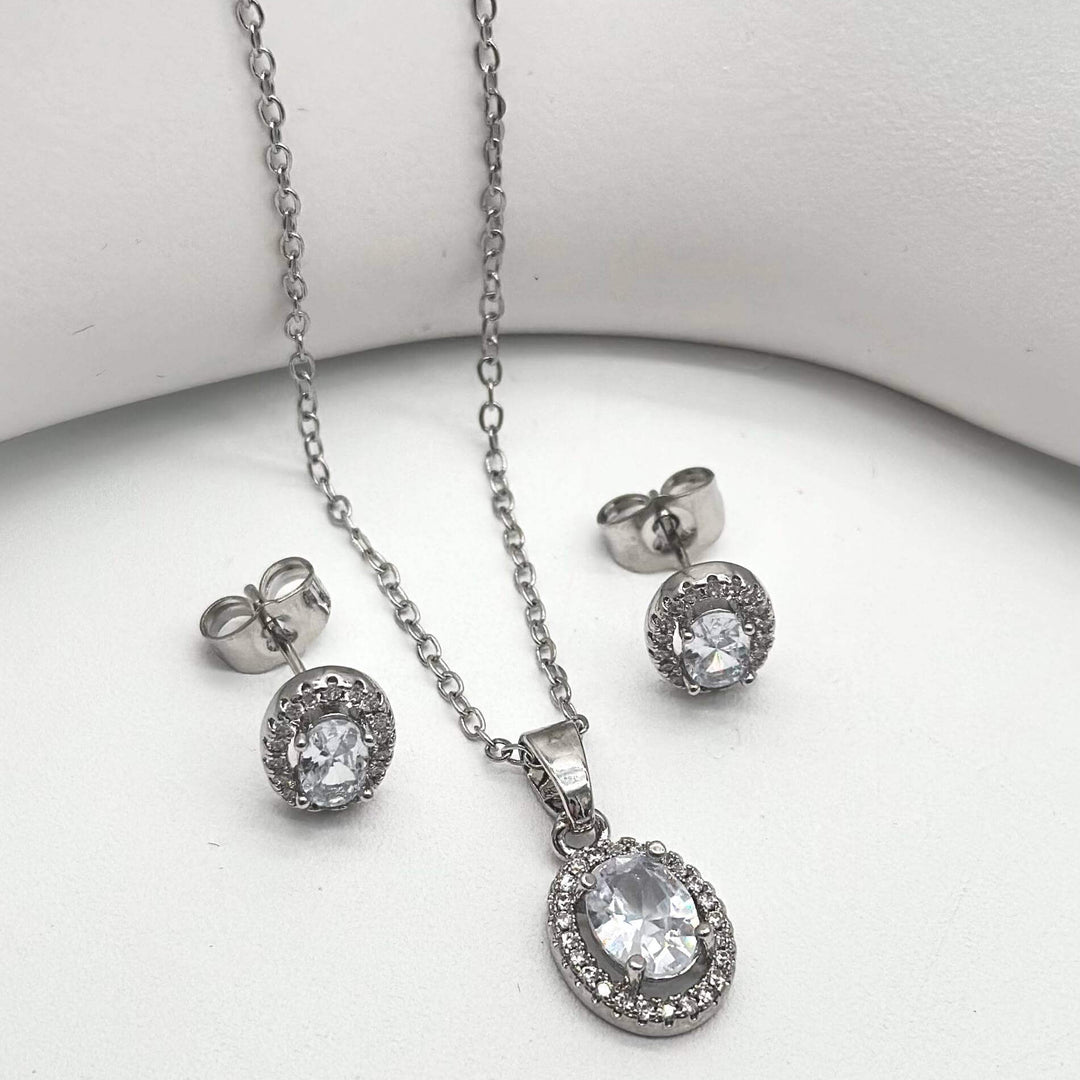 Set circulo – Dije, cadena y aretes en Chapa de Oro 18K | MAEL
