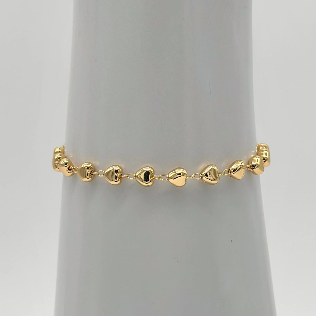 Pulsera Corazones – Chapa de Oro 18K | MAEL