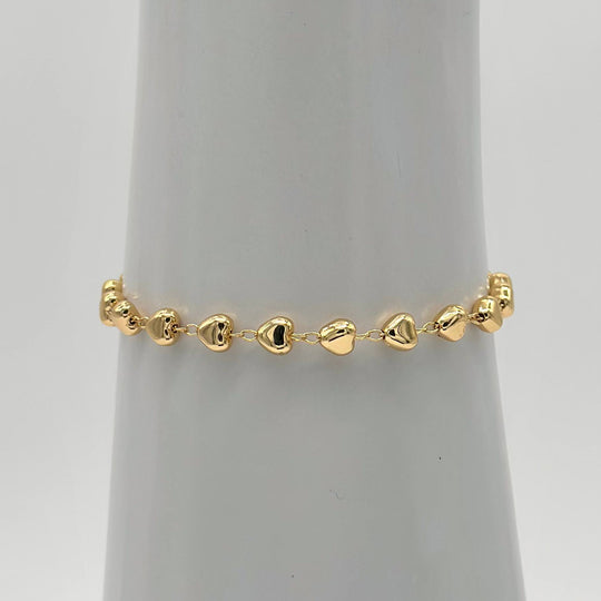 Pulsera Corazones – Chapa de Oro 18K | MAEL