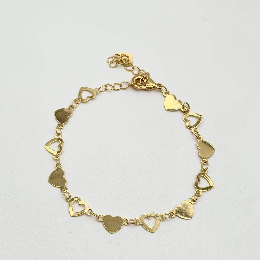 Pulsera Corazones – Chapa de Oro 18K | MAEL
