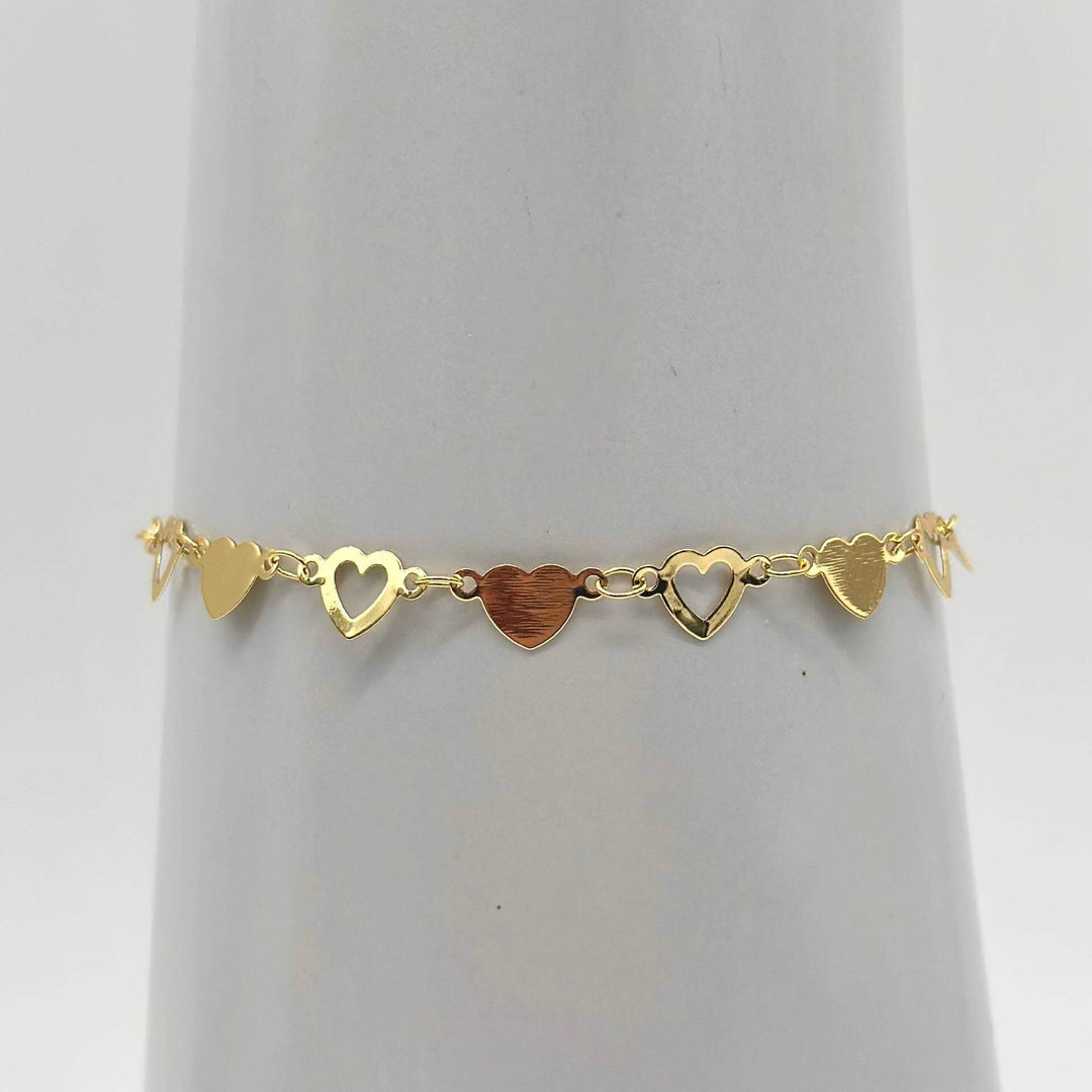 Pulsera Corazones – Chapa de Oro 18K | MAEL