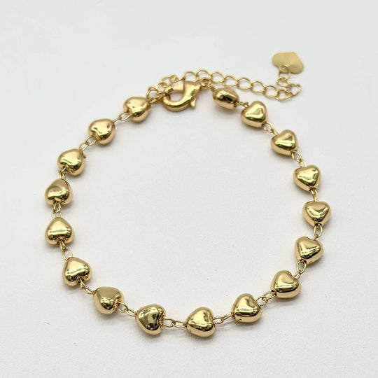 Pulsera Corazones – Chapa de Oro 18K | MAEL