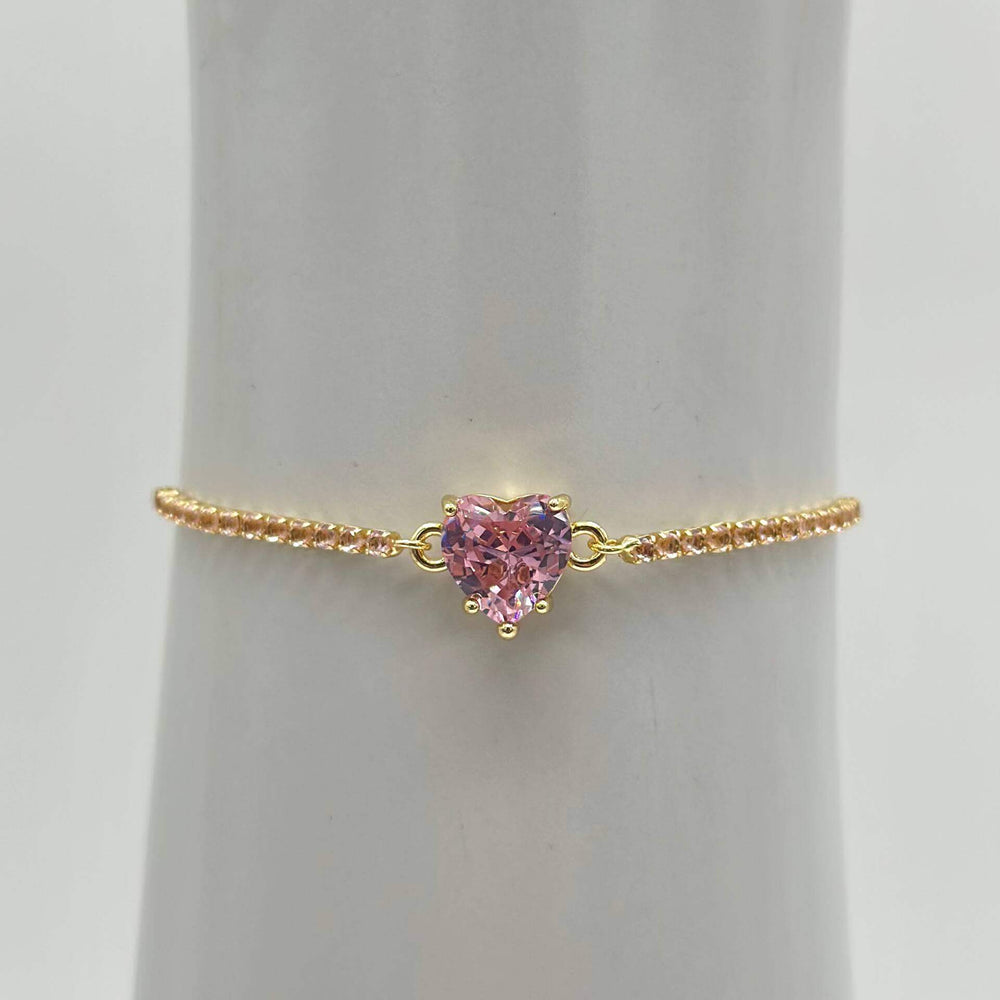 Pulsera Corazon rosa – Chapa de Oro 18K | MAEL