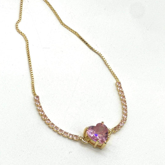 Pulsera Corazon rosa – Chapa de Oro 18K | MAEL