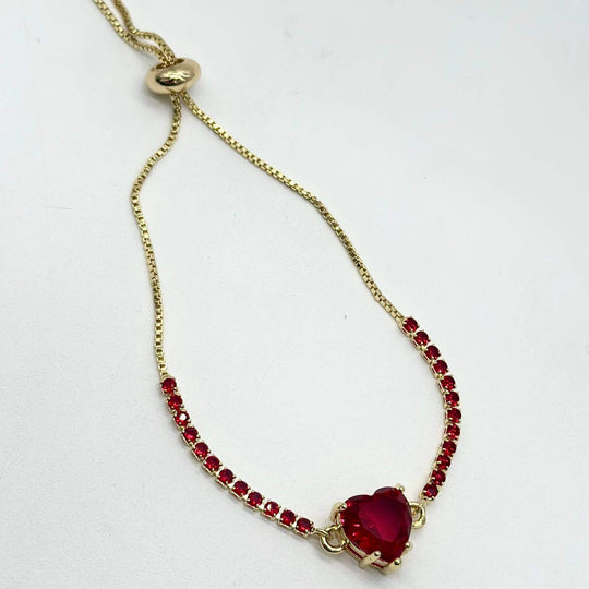 Pulsera Corazon rojo – Chapa de Oro 18K | MAEL
