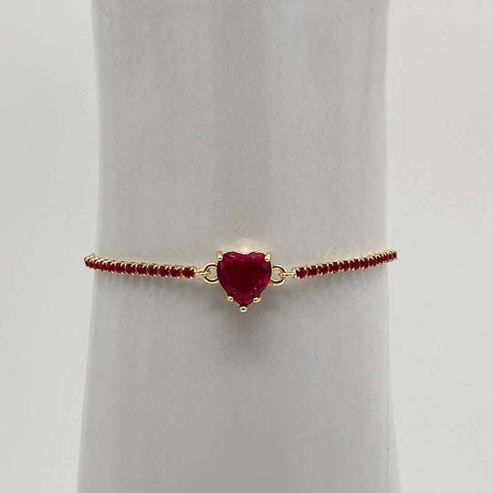 Pulsera Corazon rojo – Chapa de Oro 18K | MAEL