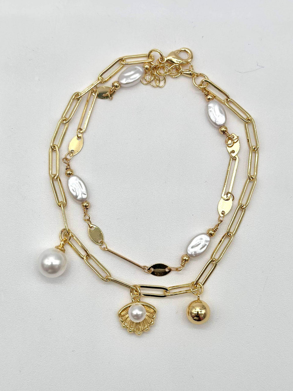 Tobillera con perlas – Chapa de Oro 18K | MAEL
