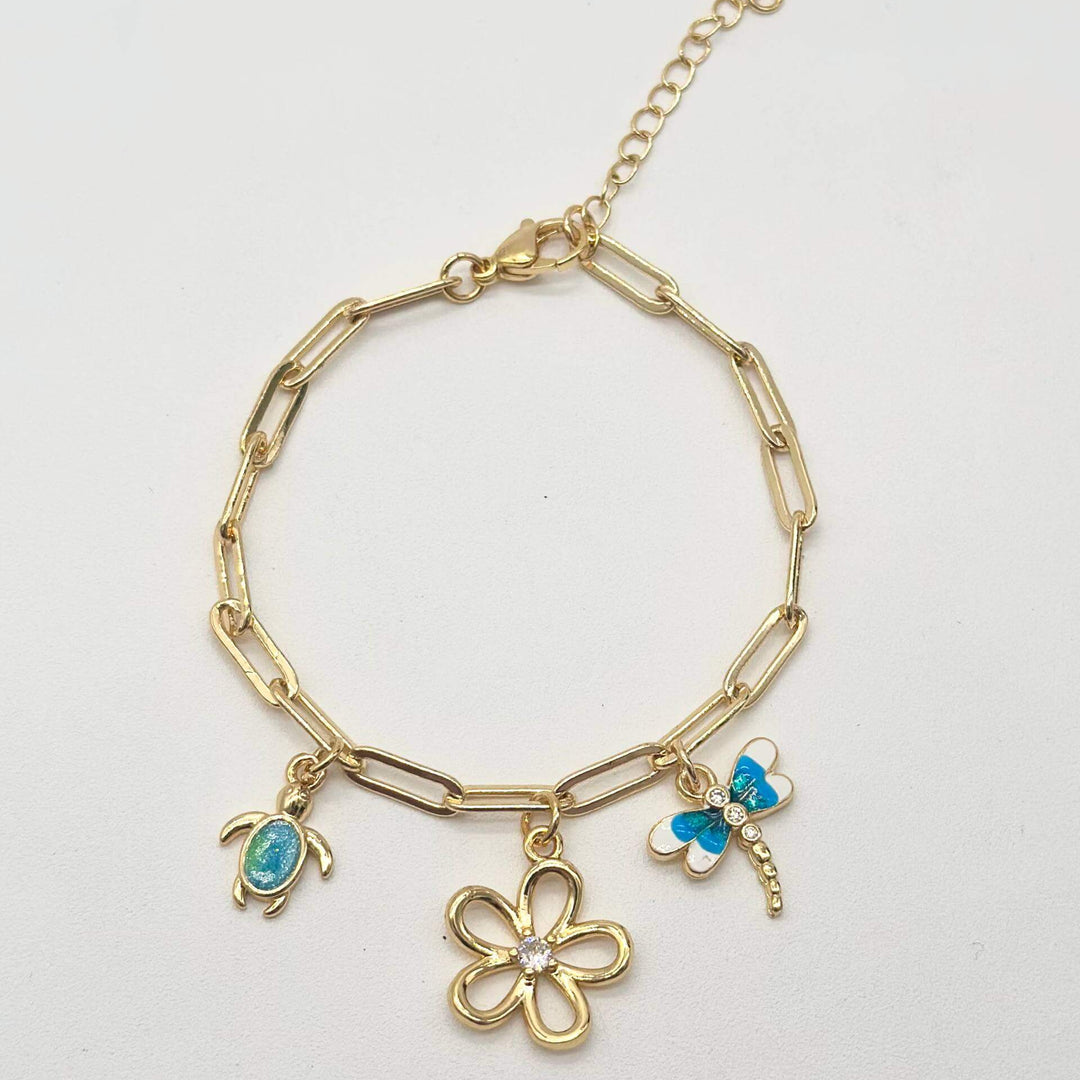 Pulsera dijes colgantes– Chapa de Oro 18K | MAEL
