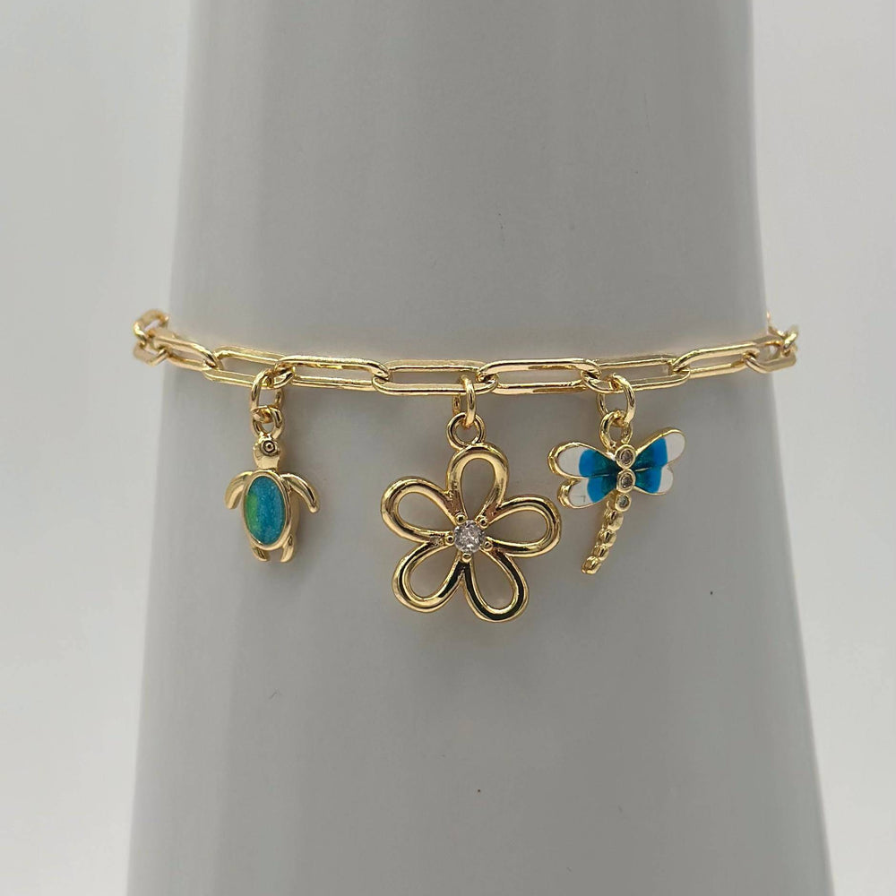 Pulsera dijes colgantes– Chapa de Oro 18K | MAEL