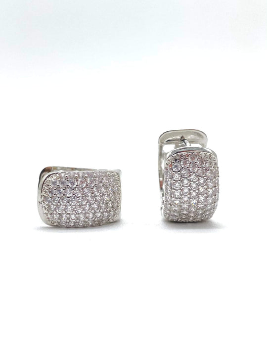 Huggie zirconias– Chapa de Rodio 18K | MAEL