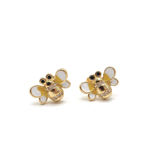 Arete abeja– Chapa de oro 18K | MAEL
