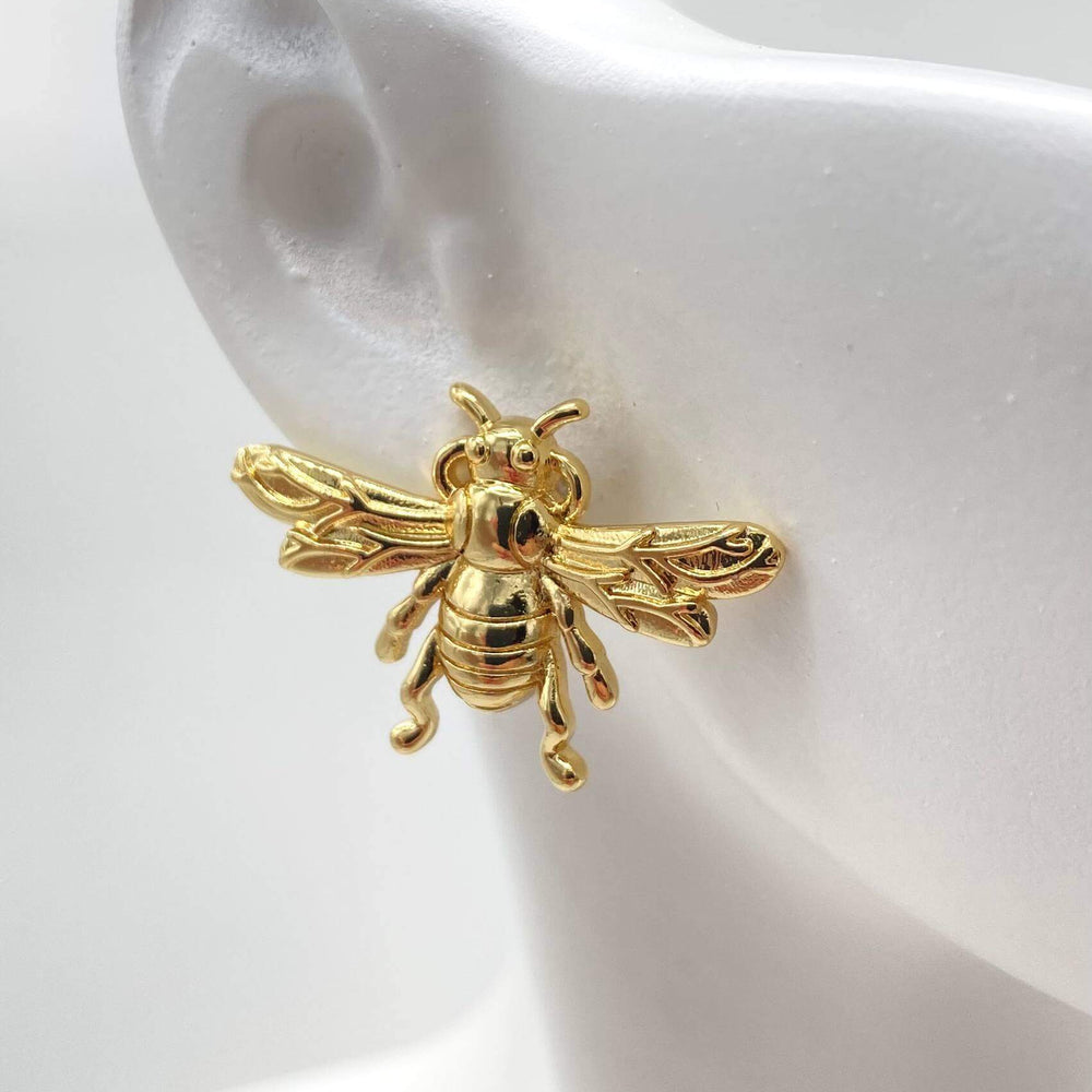 Arete abeja– Chapa de rodio 18K | MAEL