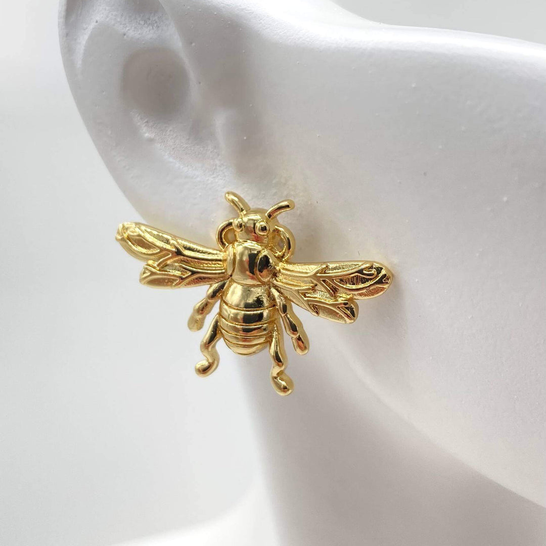 Arete abeja– Chapa de rodio 18K | MAEL