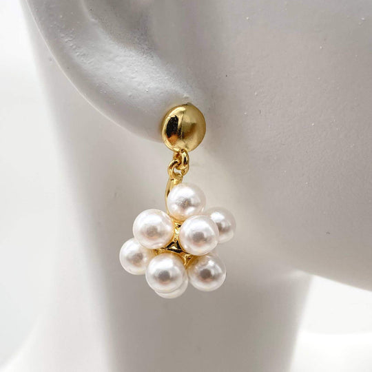 Arete perlas – Chapa de rodio 18K | MAEL