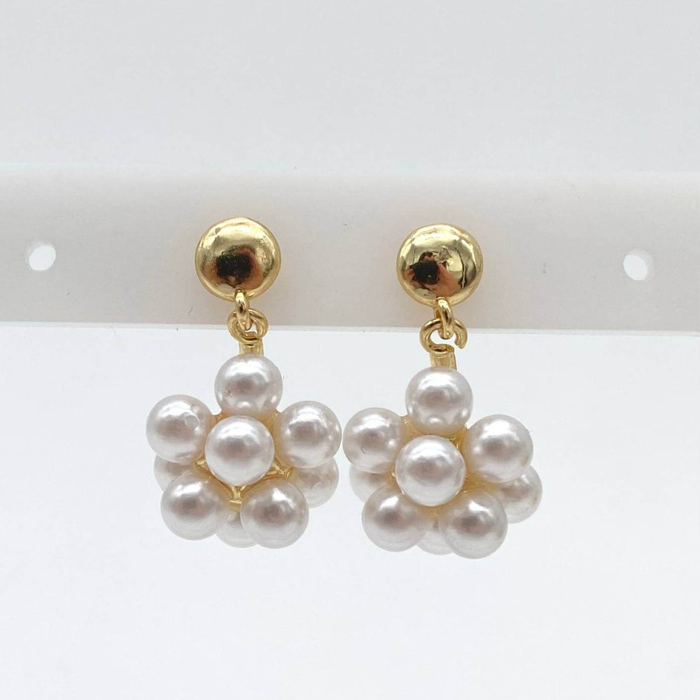 Arete perlas – Chapa de rodio 18K | MAEL