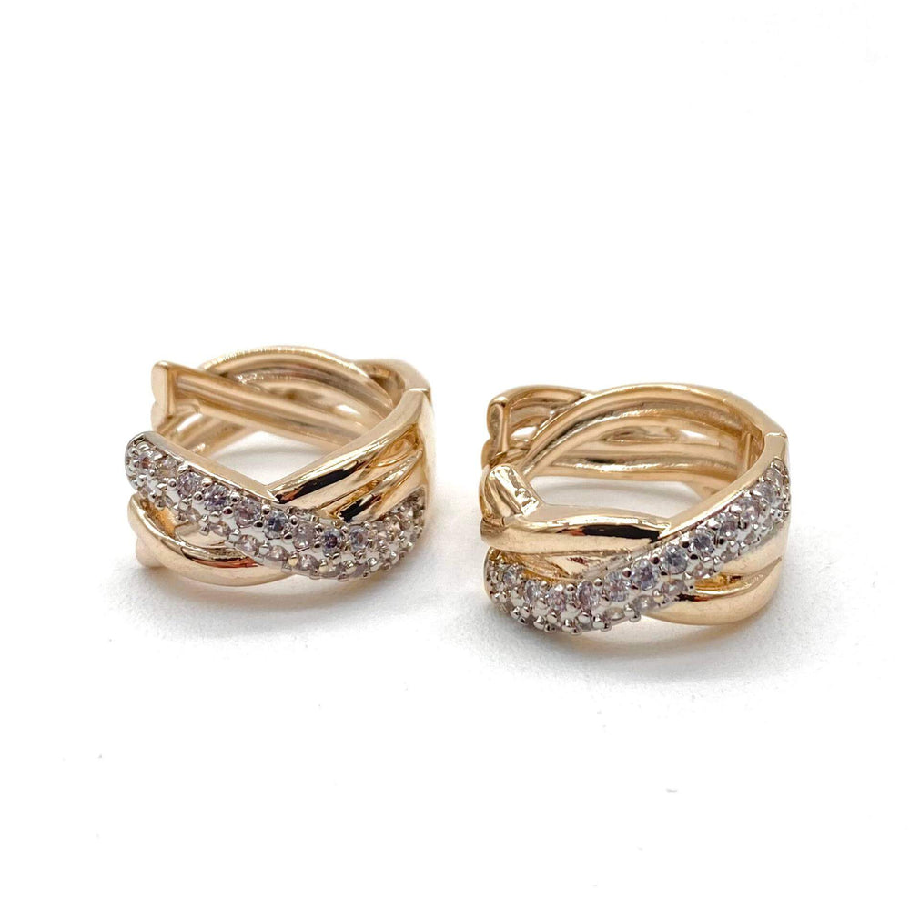 Huggie con zirconia– Chapa de oro 18K | MAEL