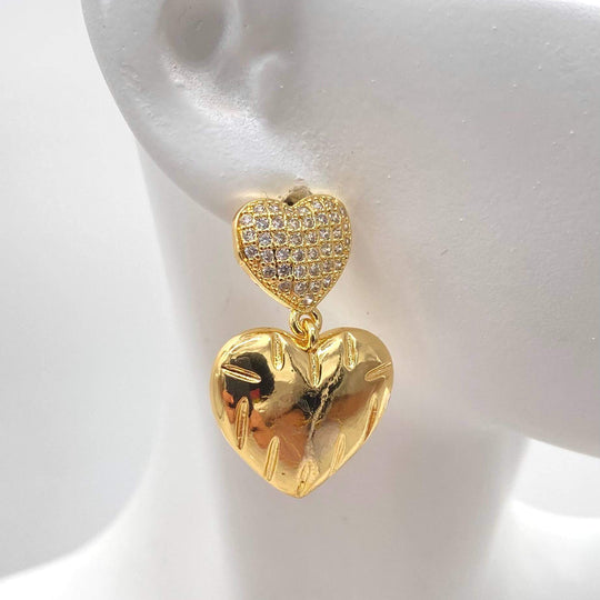 Arete corazones– Chapa de oro 18K | MAEL
