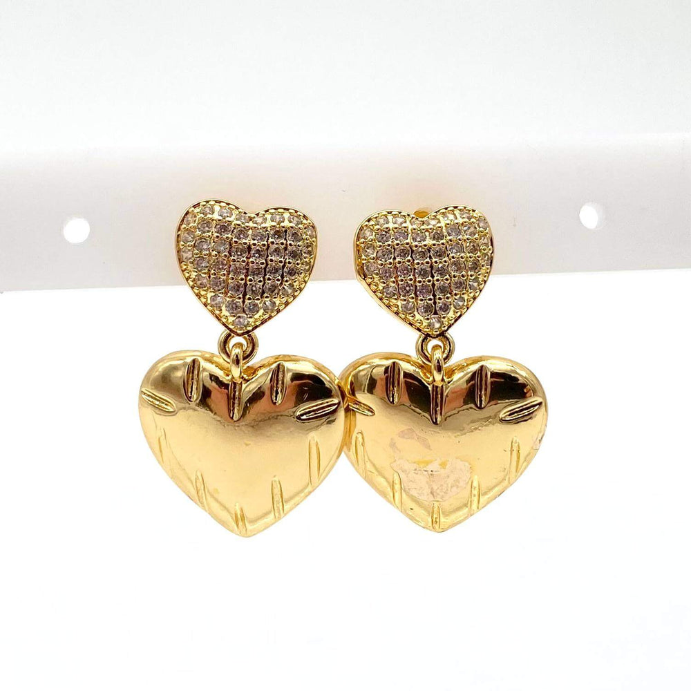 Arete corazones– Chapa de oro 18K | MAEL
