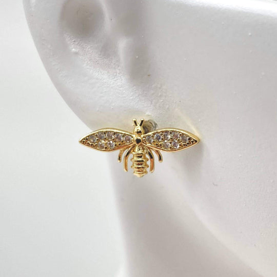 Broquel abeja con zirconias – Chapa de Oro 18K | MAEL