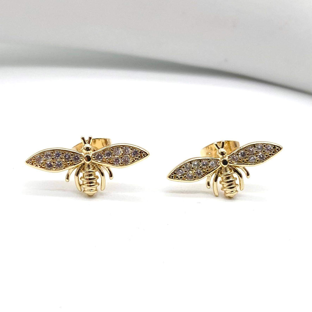 Broquel abeja con zirconias – Chapa de Oro 18K | MAEL