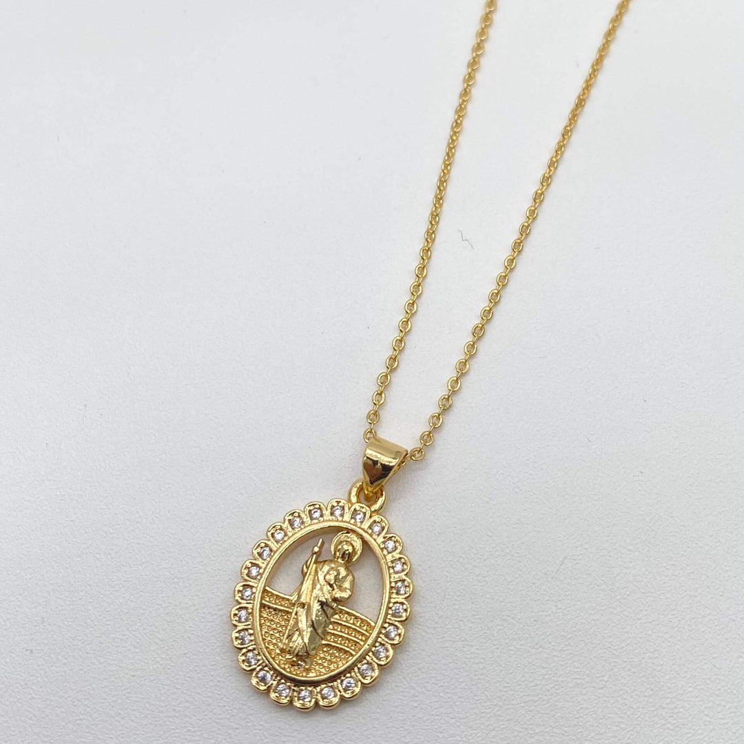 Collar con dije San judas tadeo – Chapa de Oro 18K | MAEL