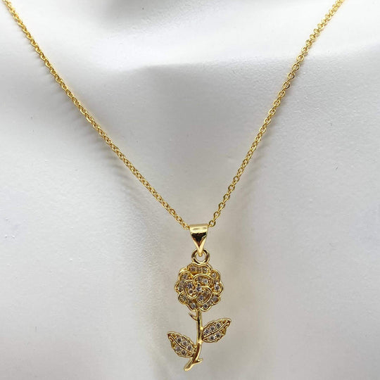 Collar con dije rosa – Chapa de Oro 18K | MAEL