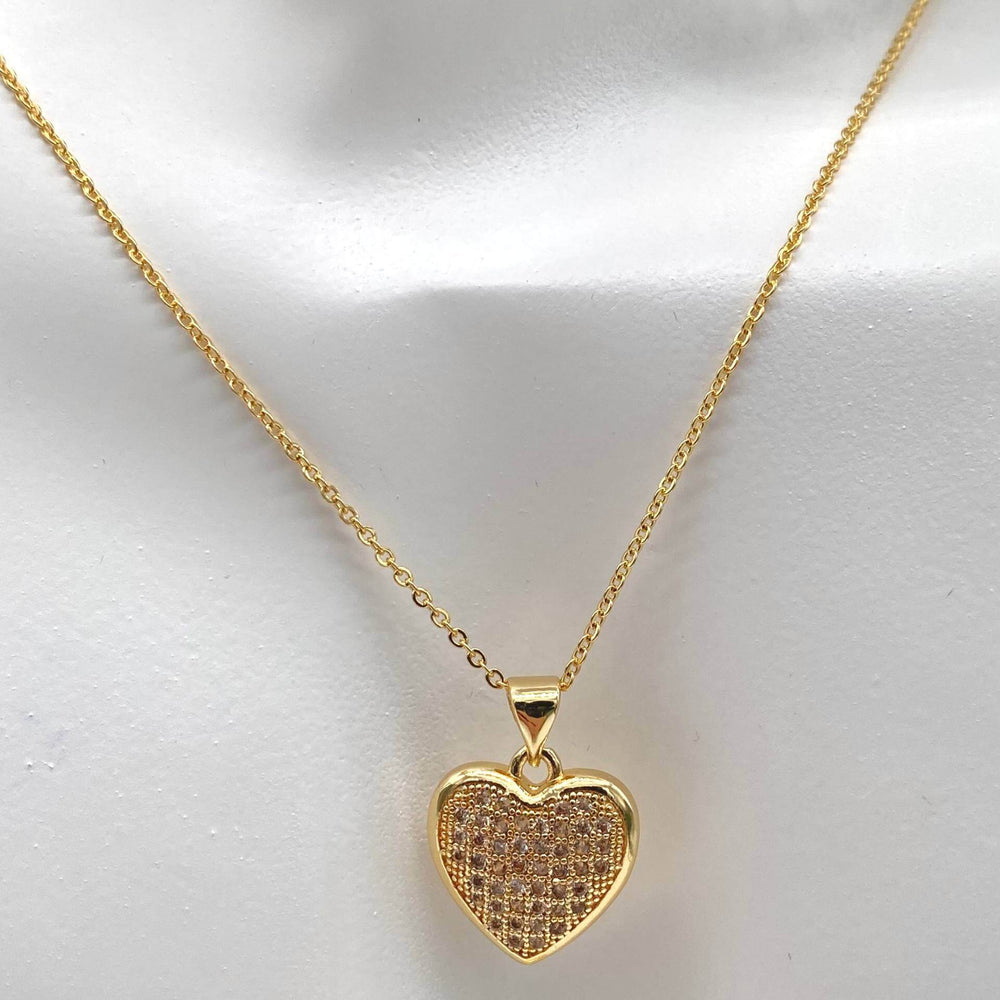 Collar corazon con zirconias – Chapa de Oro 18K | MAEL
