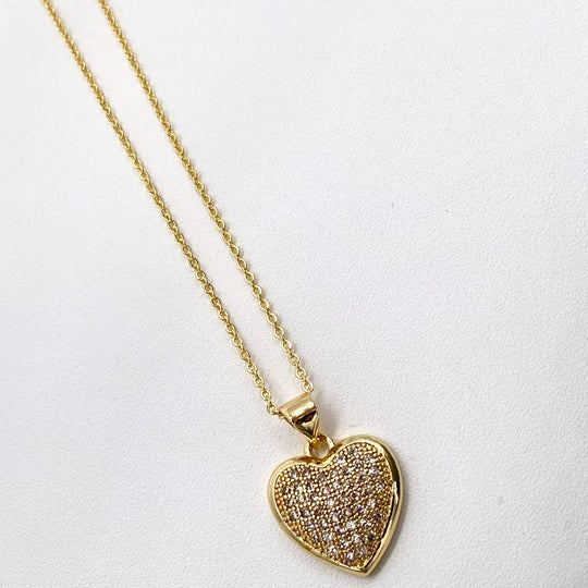 Collar corazon con zirconias – Chapa de Oro 18K | MAEL