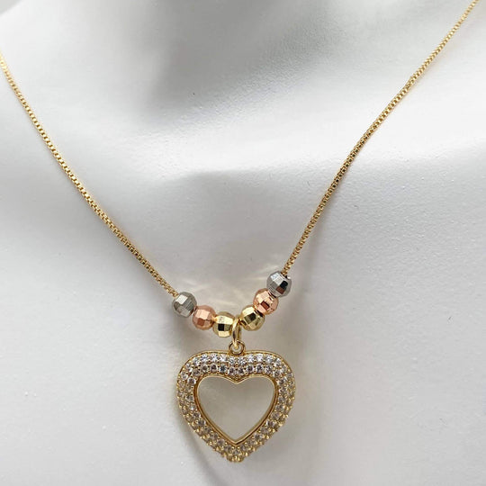 Collar corazon con florentino – Chapa de Oro 18K | MAEL