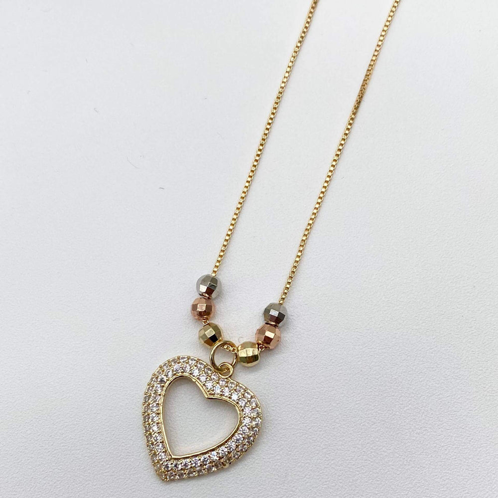 Collar corazon con florentino – Chapa de Oro 18K | MAEL