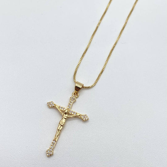 Collar cristo con cruz – Chapa de Oro 18K | MAEL