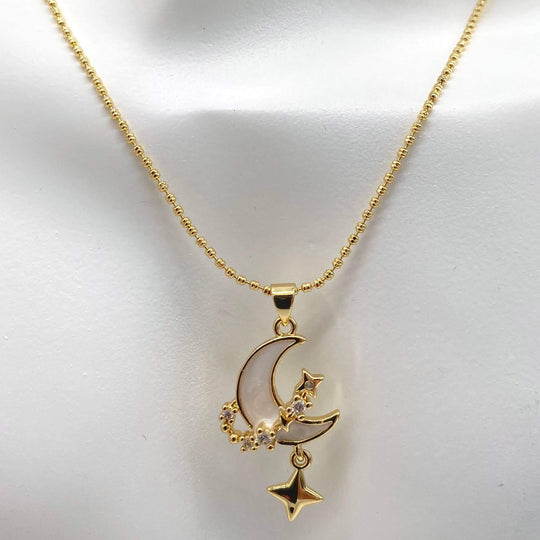 Collar luna y estrellas – Chapa de Oro 18K | MAEL