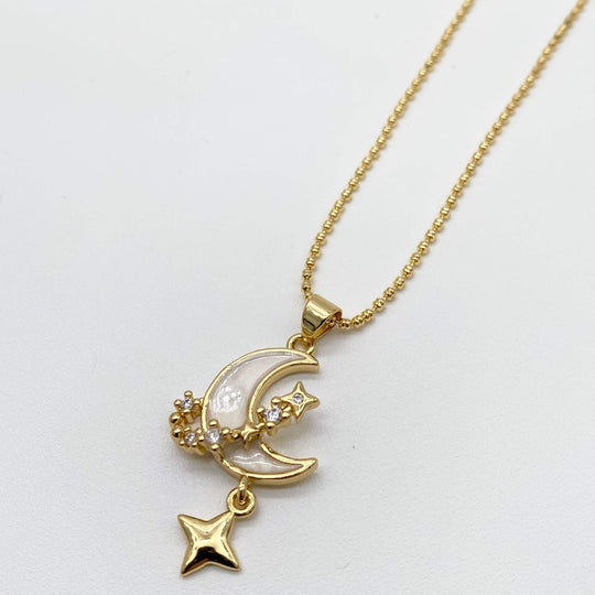 Collar luna y estrellas – Chapa de Oro 18K | MAEL