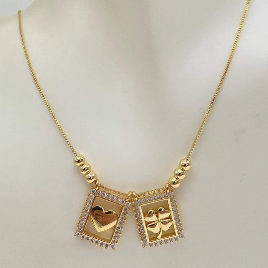 Collar doble dije – Chapa de Oro 18K | MAEL