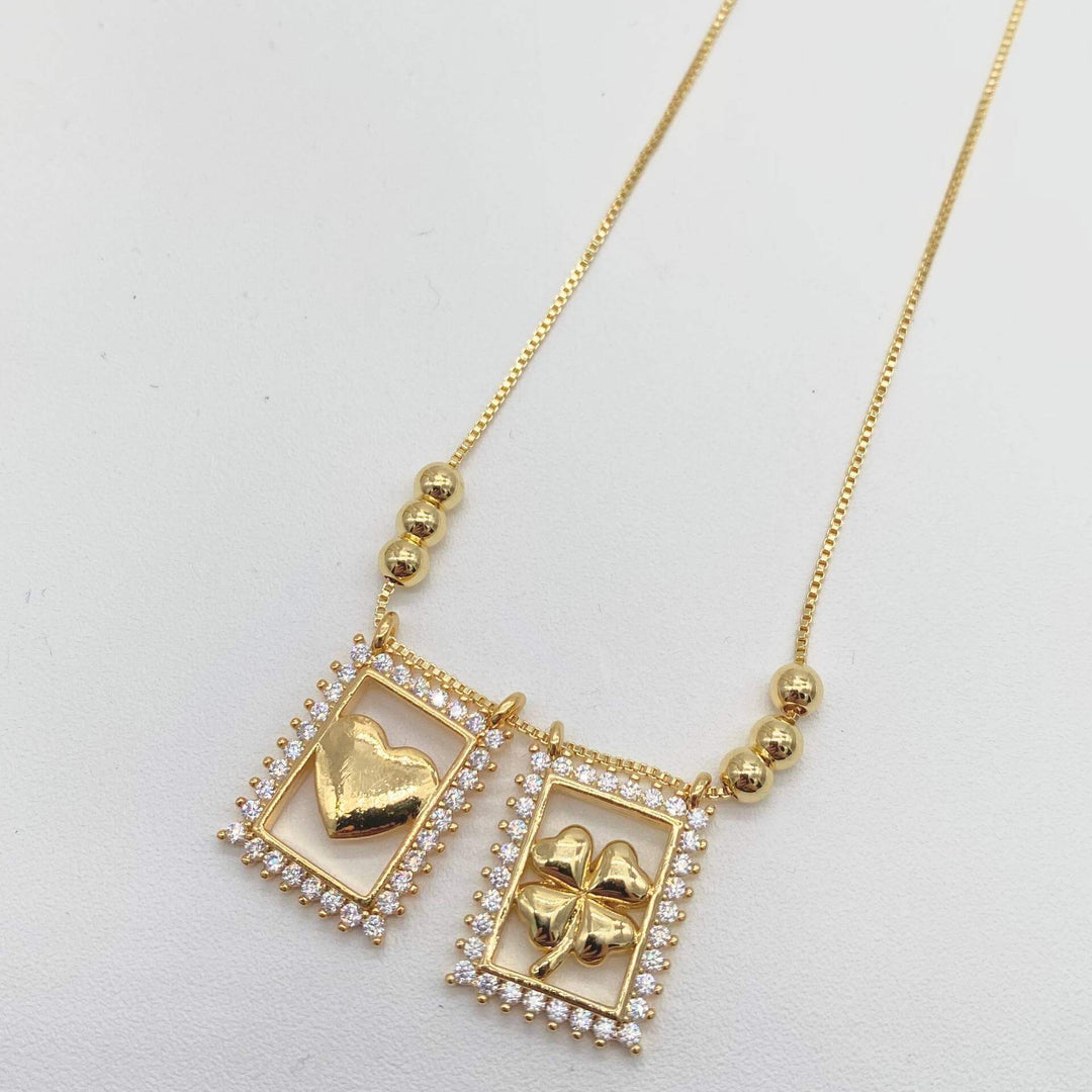 Collar doble dije – Chapa de Oro 18K | MAEL