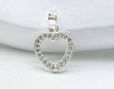 DIJE CORAZON CON CIRCONIAS PLATA 925 *