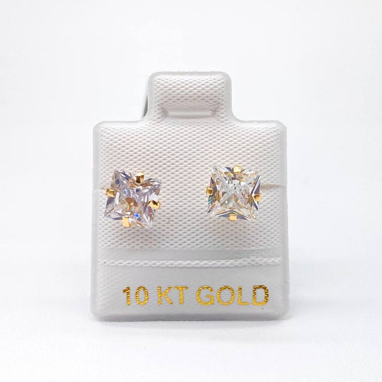 BROQUEL ORO 10K ZIRCONIA 6X6