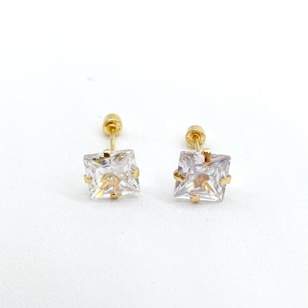 BROQUEL ORO 10K ZIRCONIA 6X6