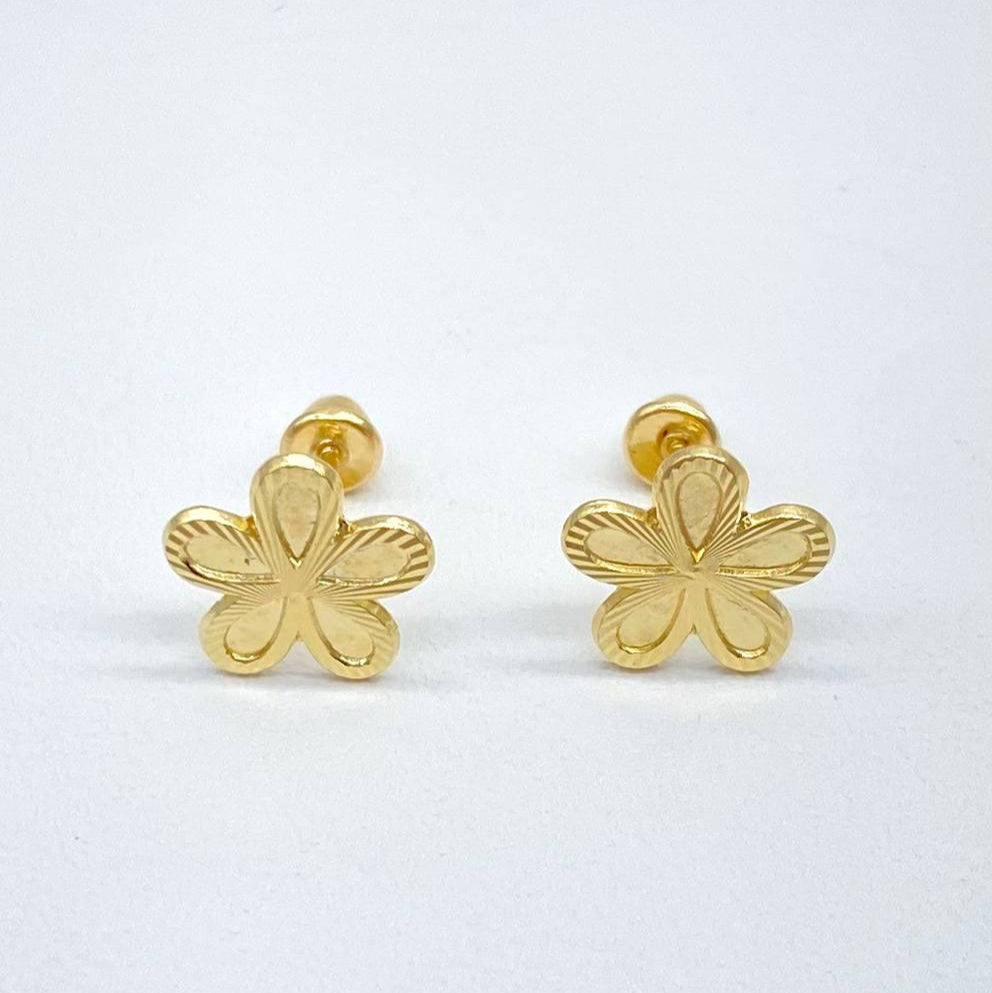 BROQUEL ORO 10K FLOR MATE DIAMANTADA