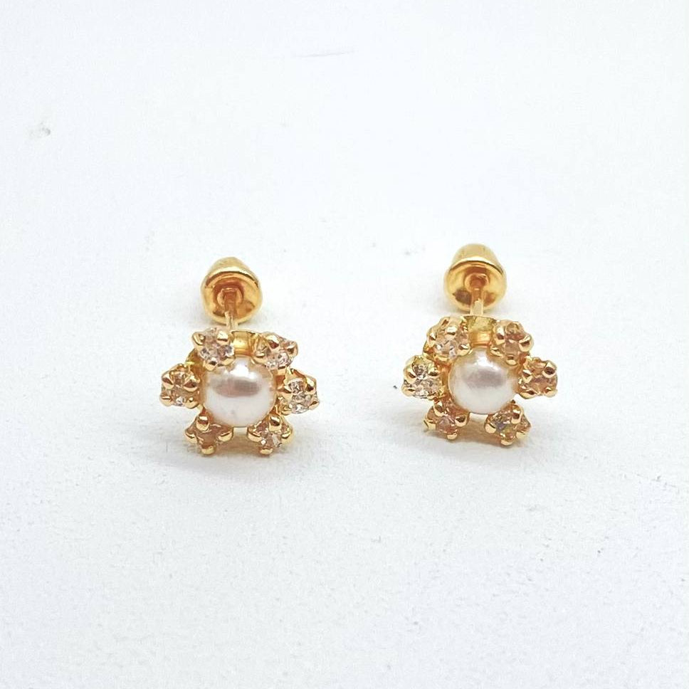 BROQUEL ORO 10K FLOR PERLA