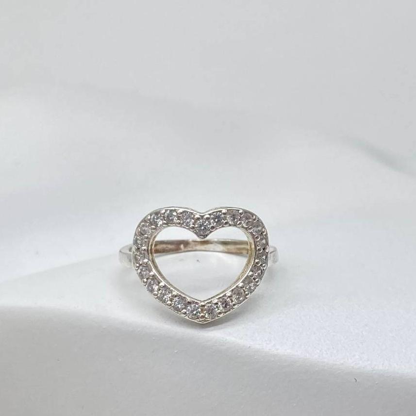 ANILLO CORAZON ZIRCONIAS PLATA 925 #108