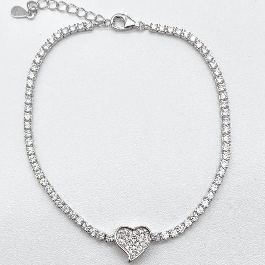 PULSO TENIS CON CORAZON PLATA 925
