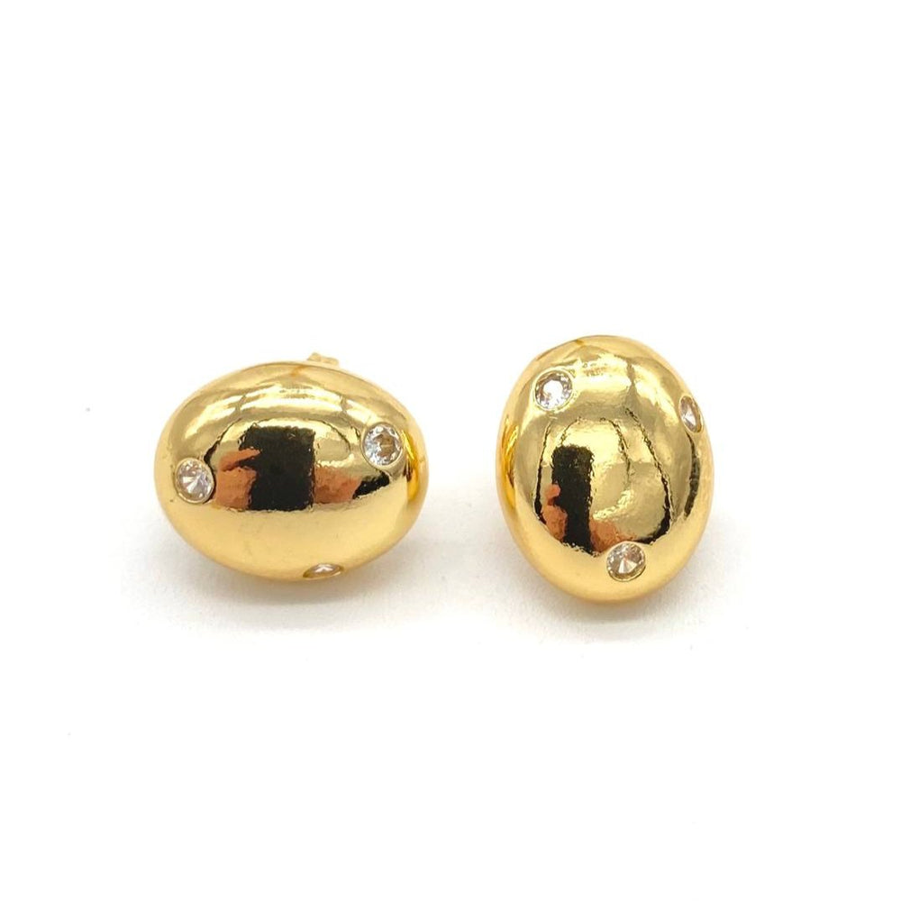 ARETE BOLA CON ZIRCONIAS CHAPA DE ORO 18K