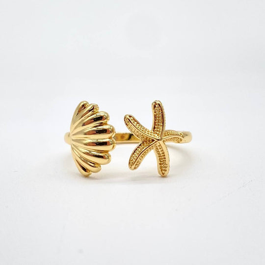 ANILLO ESTRELLA Y CONCHA DE MAR