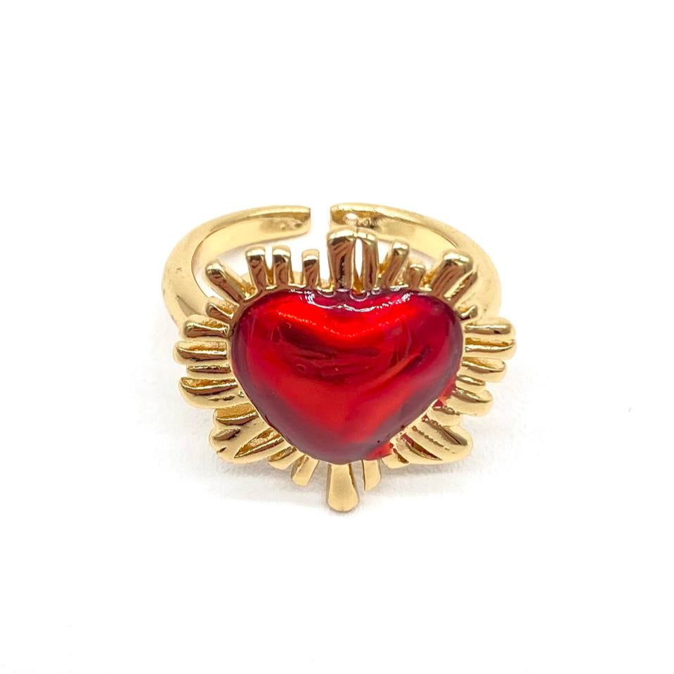 ANILLO CORAZON ROJO 18K