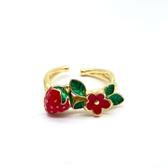 ANILLO FRESA CHAPA DE ORO 18K