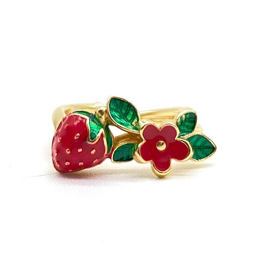 ANILLO FRESA CHAPA DE ORO 18K